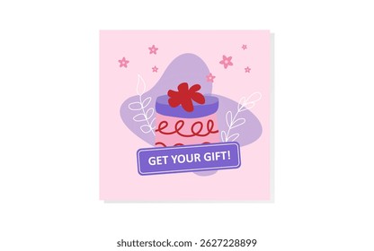 Cute vector illustration of a gift box with flowers. Great for Mother's Day, Valentine's Day, and sales