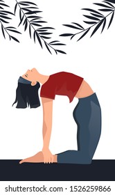 Cute vector illustration. Girl do yoga. Character design.
