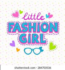 Cute vector illustration for girls t-shirt print, fashion lettering with stitch