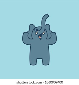 Cute vector illustration graphic of elephant. Flat animal icon isolated on blue background