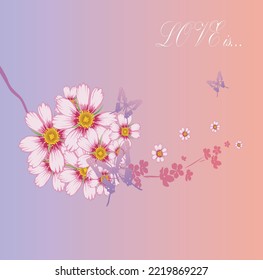 Ilustración vectorial y gráfica, bonita postal linda con daisies y texto, Love it, gran diseño para cualquier propósito.