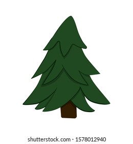  cute vector illustration. Green fir tree without decoration. Winter mood. Winter symbol. 