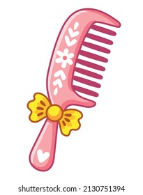 Cute vector illustration with Hair Comb. Cute comb for a girl in cartoon style.