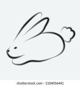 Cute vector illustration of hand drawing bunny with black
 lines for your logo.