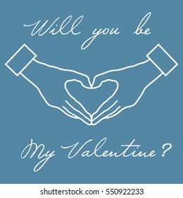 Cute vector illustration: hand making a heart shape. Love symbol. Design for banner, flyer, poster or print. 