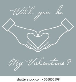 Cute vector illustration: hand making a heart shape. Love symbol. Design for banner, flyer, poster or print. 