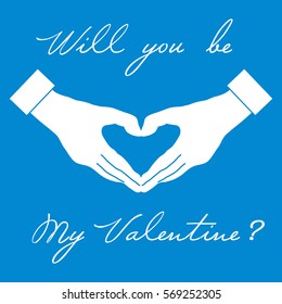 Cute vector illustration: hand making a heart shape. Love symbol. Design for banner, flyer, poster or print. 