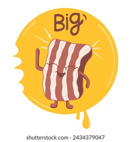 Cute vector illustration of happy bacon logo