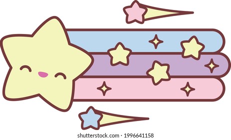 Cute vector illustration of happy star kawaii drawing