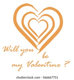 Cute vector illustration with heart and inscription. Design for banner, flyer, poster or print. Greeting card Valentine's Day.