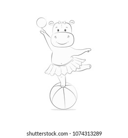 Cute vector illustration with hippo baby for baby wear and invitation card.