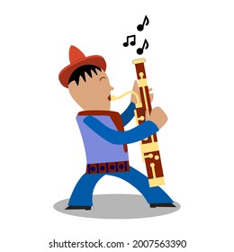 Cute Vector Illustration Icon Of Bassoon Player