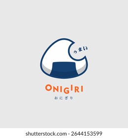Cute vector illustration of a Japanese rice ball called onigiri. Simple and modern flat style, perfect for food-related designs. Japanese culinary, modern, and playful design (translate: delicious)