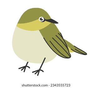 Cute Vector Illustration of Japanese White-eye (Zosterops japonica)