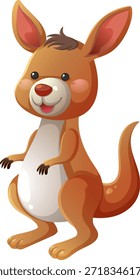 Cute vector illustration of a kangaroo with large ears, bright colors, and glossy highlights