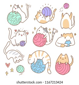 Cute vector illustration. Kawaii Anime Funny cats