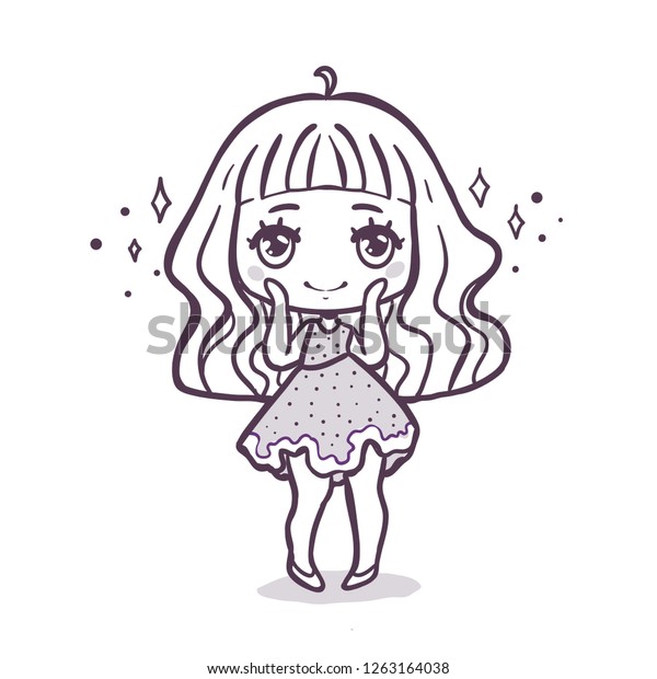 Cute Vector Illustration Kawaii Anime Girl Royalty Free Stock Image