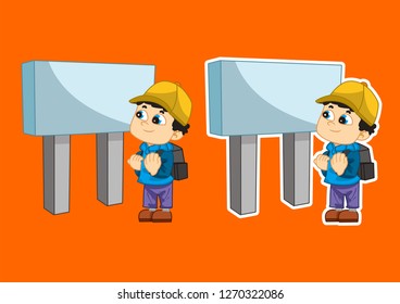 cute vector illustration of kids looking at the board