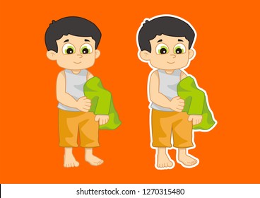 cute vector illustration of kids wearing clothes