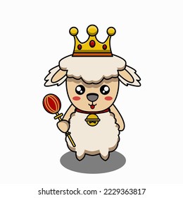 cute vector illustration of a king sheep