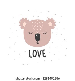 Cute vector illustration with koala baby for baby wear and invitation card.
