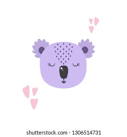 Cute vector illustration with koala baby for baby wear and invitation card.