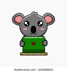 linda ilustración vectorial de un koala con una laptop
