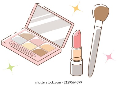 Cute Vector Illustration Of Makeup Tools.