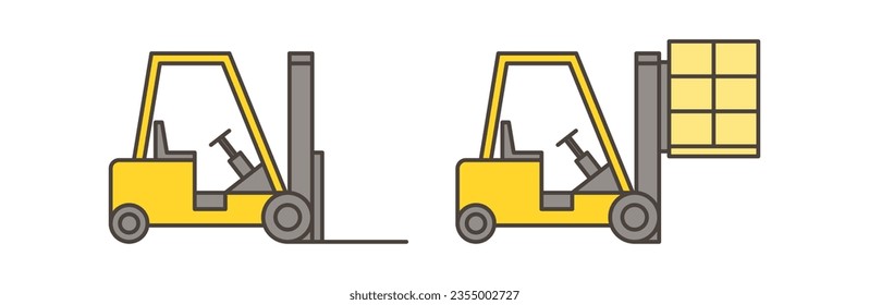 Cute vector illustration material of forklift seen from the side