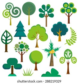 Cute vector illustration minimalist trees and plant life.