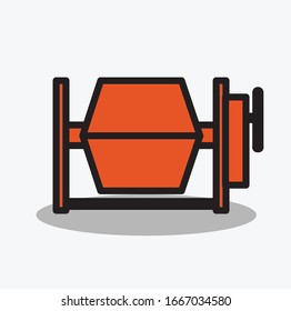 süße Vektorillustration Illustration des mobilen Betonmischer der Baumaschine