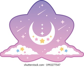 Cute vector illustration of moon in the sky with stars