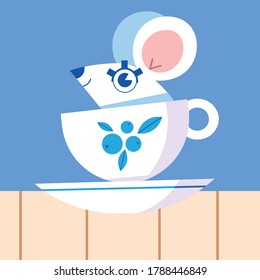Cute vector illustration of a mouse in a cup. Simple and beautiful illustration suitable for any use.
