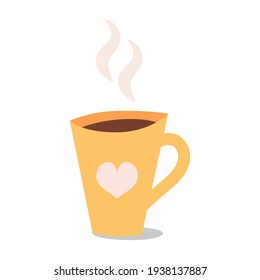 Ilustración vectorial de la taza. Diseño plano de taza de té o café. Bebida caliente.
