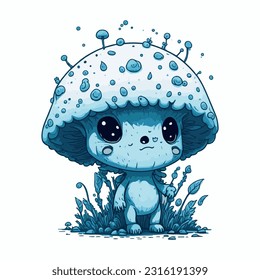 cute vector illustration of mushroom character mascot design