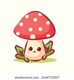 Cute vector illustration of a mushroom for elements, sticker and clipart