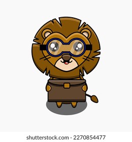 linda ilustración vectorial del león del trabajador de oficina