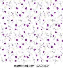 Cute vector illustration. Organic motif background in beige and purple colors. Seamless pattern on a white background.