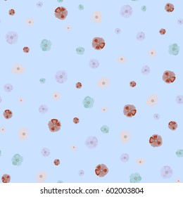Cute vector illustration. Organic motif background in orange and beige colors. Seamless pattern in ditsy style.