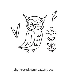 Cute vector illustration with an owl on a white background. Poster for decorating nursery and textiles