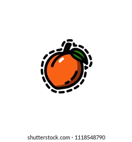 Cute vector illustration of a peach on white background in doodle cartoon style.
