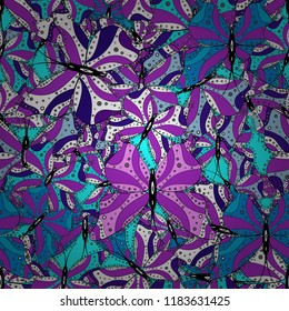 Cute Vector illustration. Perfect for web page backgrounds, wallpapers, textile, surface textures. Butterflies seamless pattern in violet, blue and white colors.