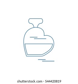 Cute vector illustration of perfume bottle in the shape of heart. Design for banner, flyer, poster or print. Greeting card Valentine'??s Day.