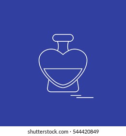 Cute vector illustration of perfume bottle in the shape of heart. Design for banner, flyer, poster or print. Greeting card Valentine'??s Day.