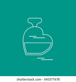 Cute vector illustration of perfume bottle in the shape of heart. Design for banner, flyer, poster or print. Greeting card Valentine'??s Day.