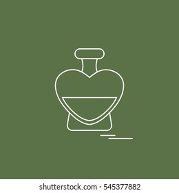 Cute vector illustration of perfume bottle in the shape of heart. Design for banner, flyer, poster or print. Greeting card Valentine's Day.