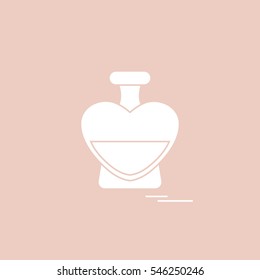 Cute vector illustration of perfume bottle in the shape of heart. Design for banner, flyer, poster or print. Greeting card Valentine's Day.