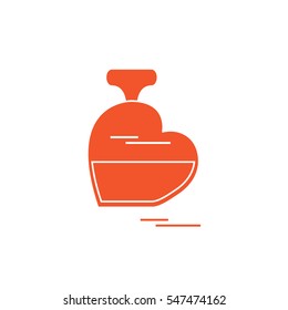 Cute vector illustration of perfume bottle in the shape of heart. Design for banner, flyer, poster or print. Greeting card Valentine's Day.