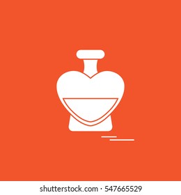 Cute vector illustration of perfume bottle in the shape of heart. Design for banner, flyer, poster or print. Greeting card Valentine's Day.