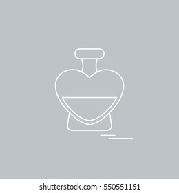 Cute vector illustration of perfume bottle in the shape of heart. Design for banner, flyer, poster or print. Greeting card Valentine'??s Day.